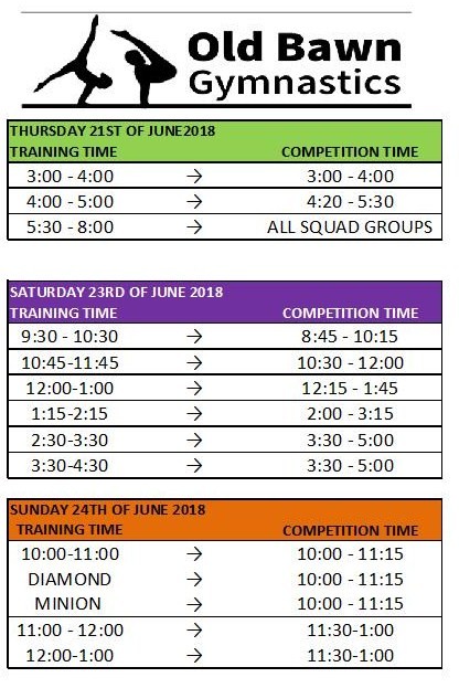 Summer competition 2018 schedule 2